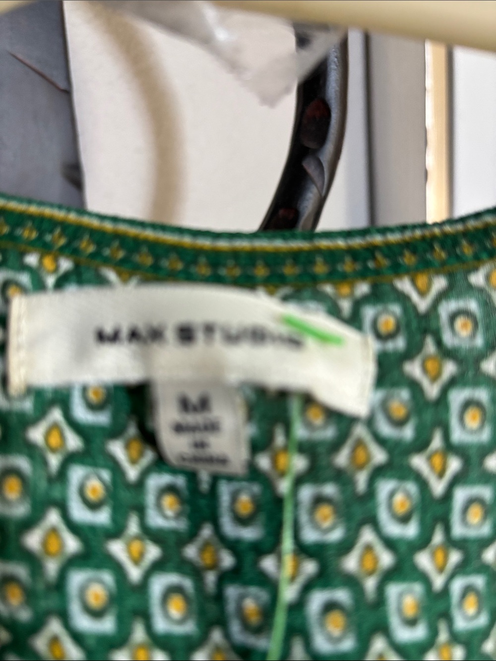 Max Studio Green Printed Wrap Midi Dress with Tie Waist ptp 20 - Picture 3 of 6